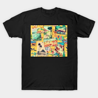 The Wall  of retro Postcards (vintage yellow) T-Shirt